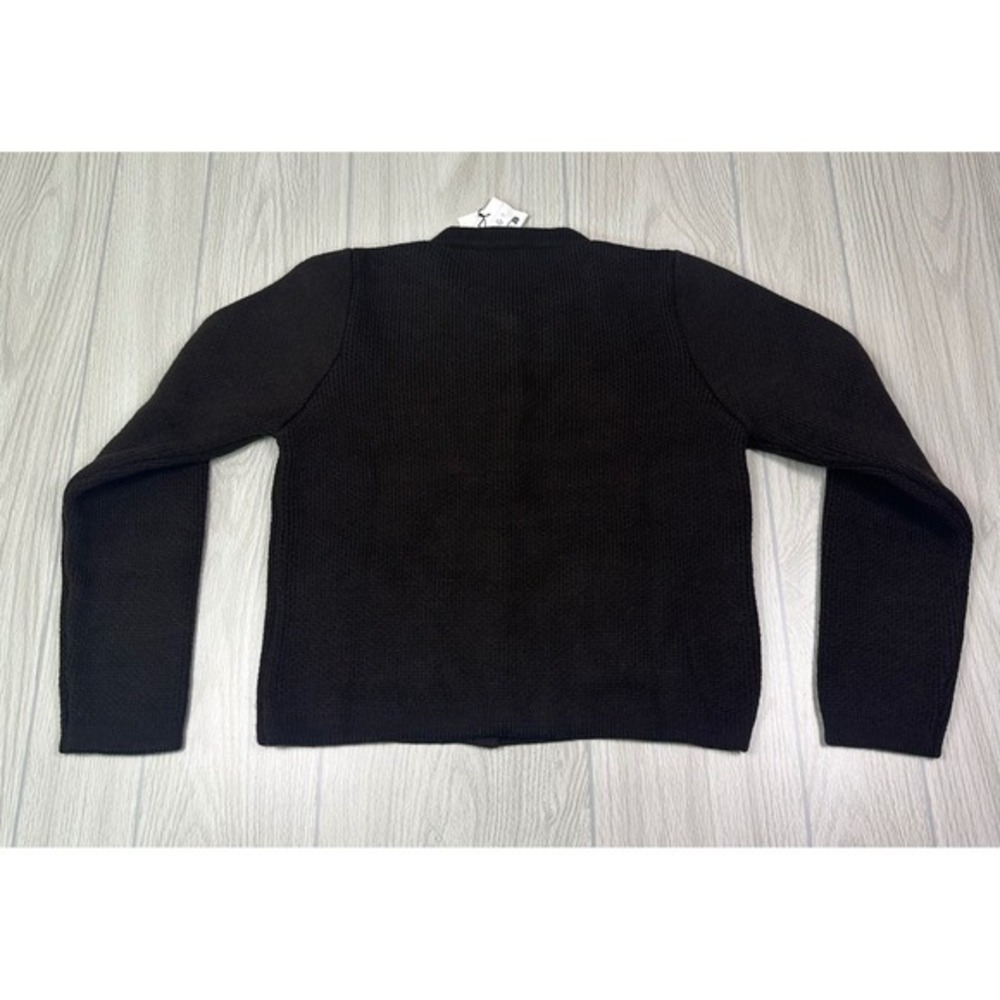 ZARA Women's Brown Knit Cardigan Gold Button Pockets Crew Neck Size M - Picture 3 of 15